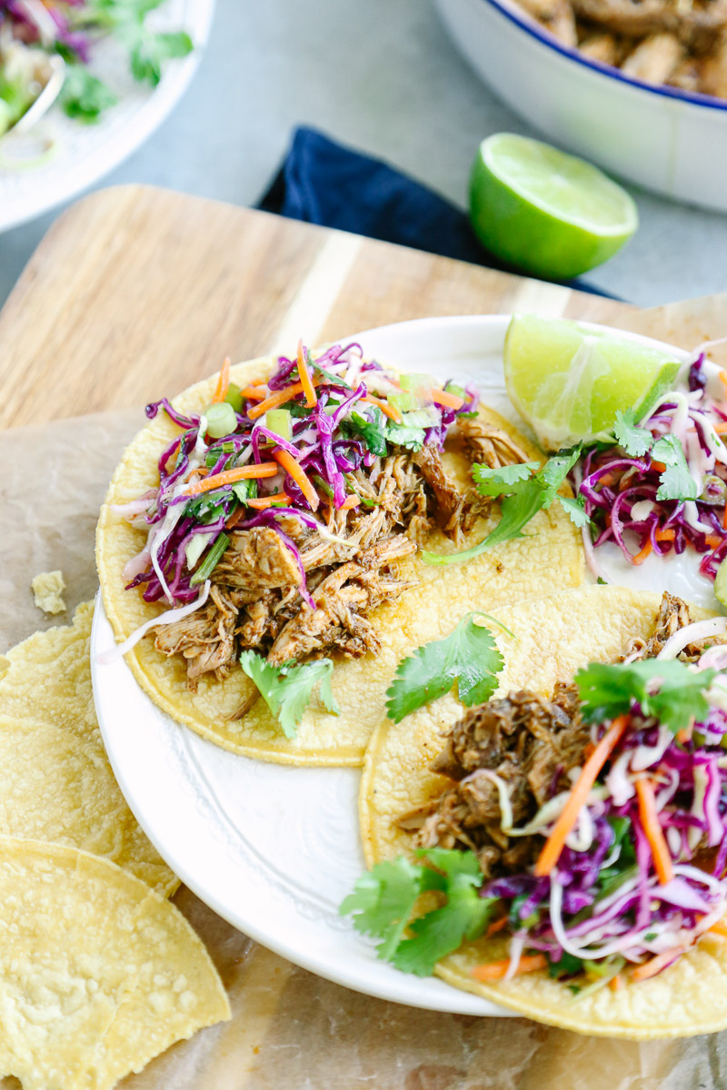 Cabbage slaw on tacos. 
