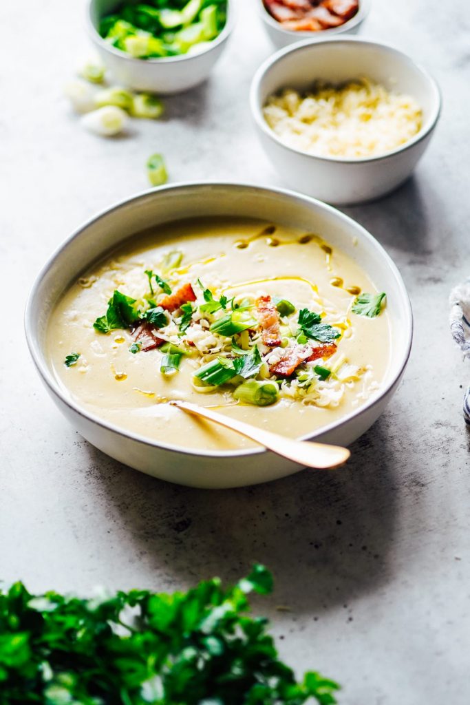 Instant Pot Loaded Cauliflower-Baked Potato Soup (Stove-Top or Pressure Cooker)